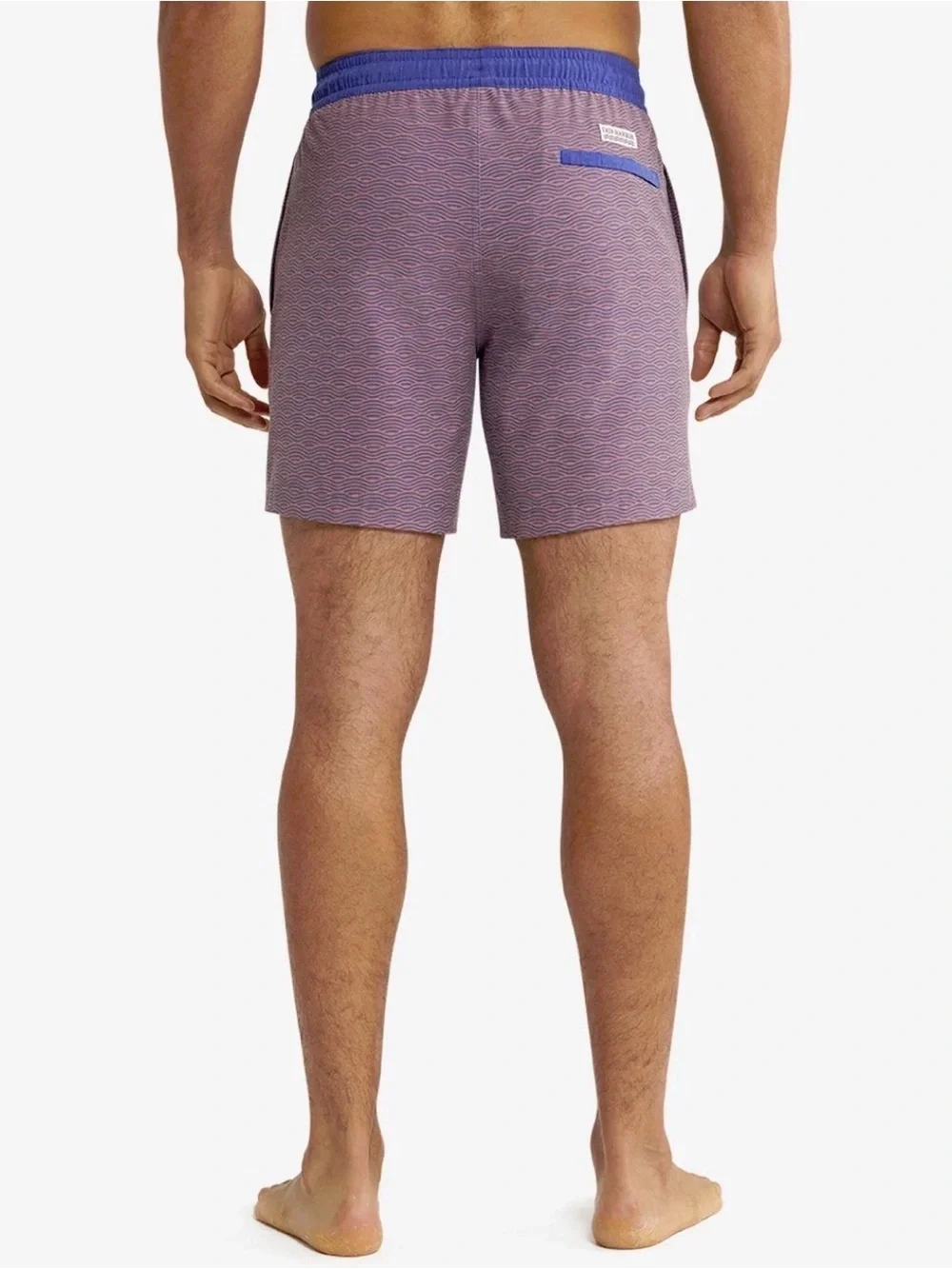 Fair Harbor The Bayberry Trunk In Red Waves Swim Lined Shorts Drawstring Size: S